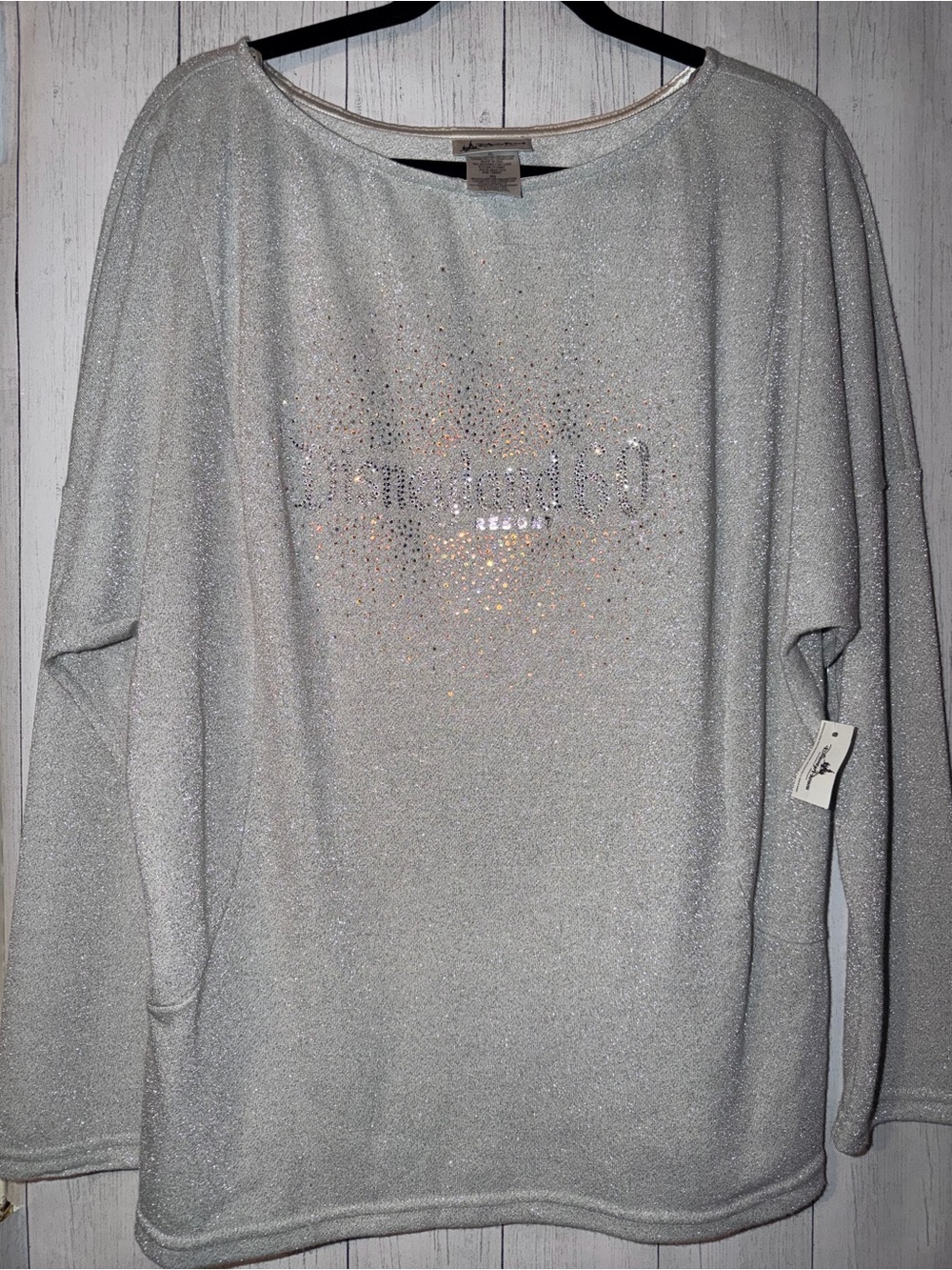 Disney ladies Sparkle Crewneck blouse in Silver